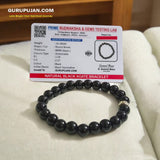 Black Agate Bracelet with 8MM natural beads, lab certified, stretchable design, offering protection, grounding, and courage.