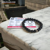 Black Agate Bracelet with 8MM natural beads, lab certified, stretchable design, offering protection, grounding, and courage.