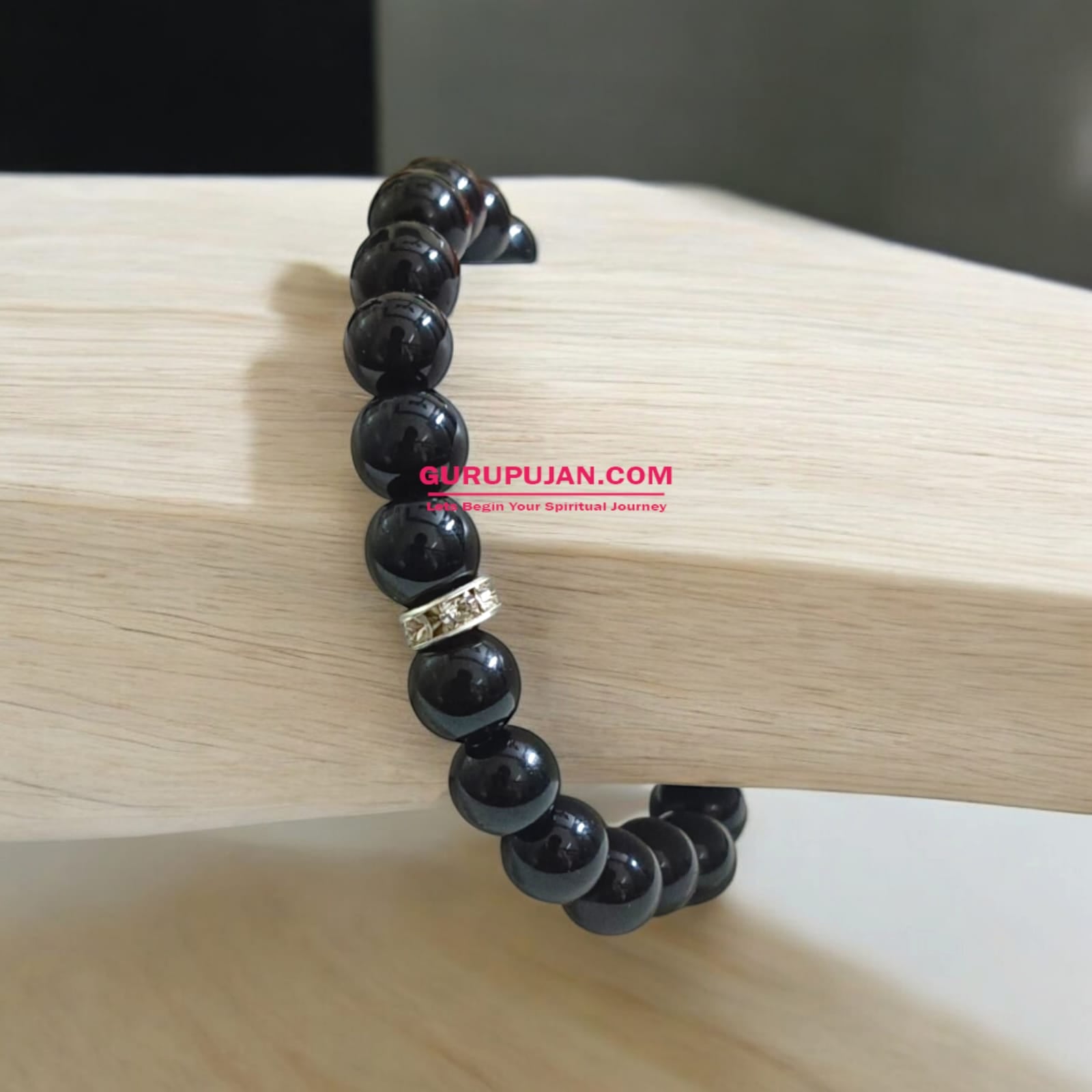 Black Agate Bracelet with 8MM natural beads, lab certified, stretchable design, offering protection, grounding, and courage.
