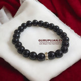 Black Agate Bracelet with 8MM natural beads, lab certified, stretchable design, offering protection, grounding, and courage.