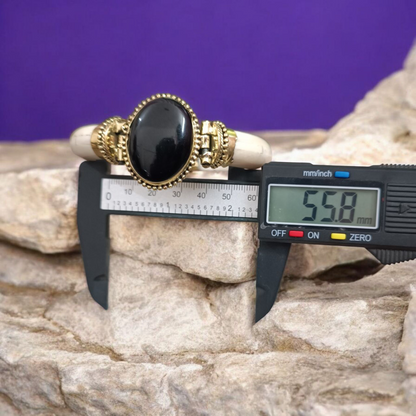 Black Agate Bracelet with Antique Finish, Sulemani Hakik Bracelet, Lab Certified, for protection and emotional healing.