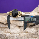 Black Agate Bracelet with Antique Finish, Sulemani Hakik Bracelet, Lab Certified, for protection and emotional healing.