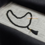 Black Agate Mala 54+1 beads, also known as Black Hakik Mala, featuring 8MM beads, lab certified, ideal for jaap, meditation, and daily wear.
