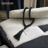 Black Agate Mala 54+1 beads, also known as Black Hakik Mala, featuring 8MM beads, lab certified, ideal for jaap, meditation, and daily wear.