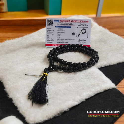 Black Agate Mala 54+1 Beads  - Black Hakik Lab Certified | For Jaap & Wear