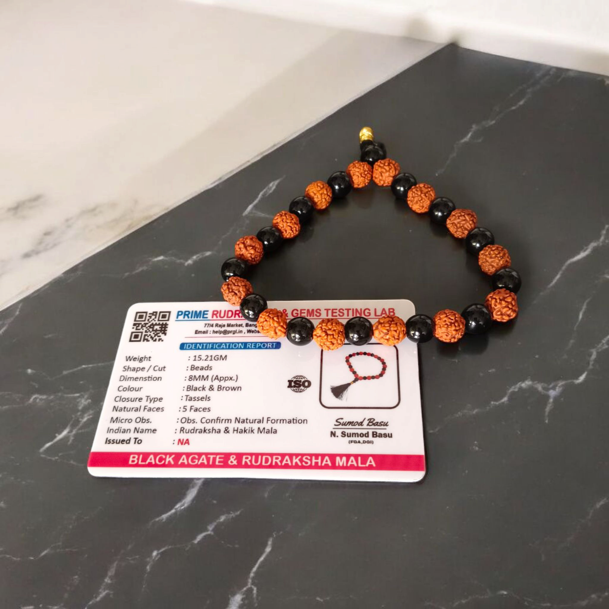 Black Agate & Rudraksha Mala - 27 + 1 Beads Jaap Mala - Lab Certified – Gurupujan