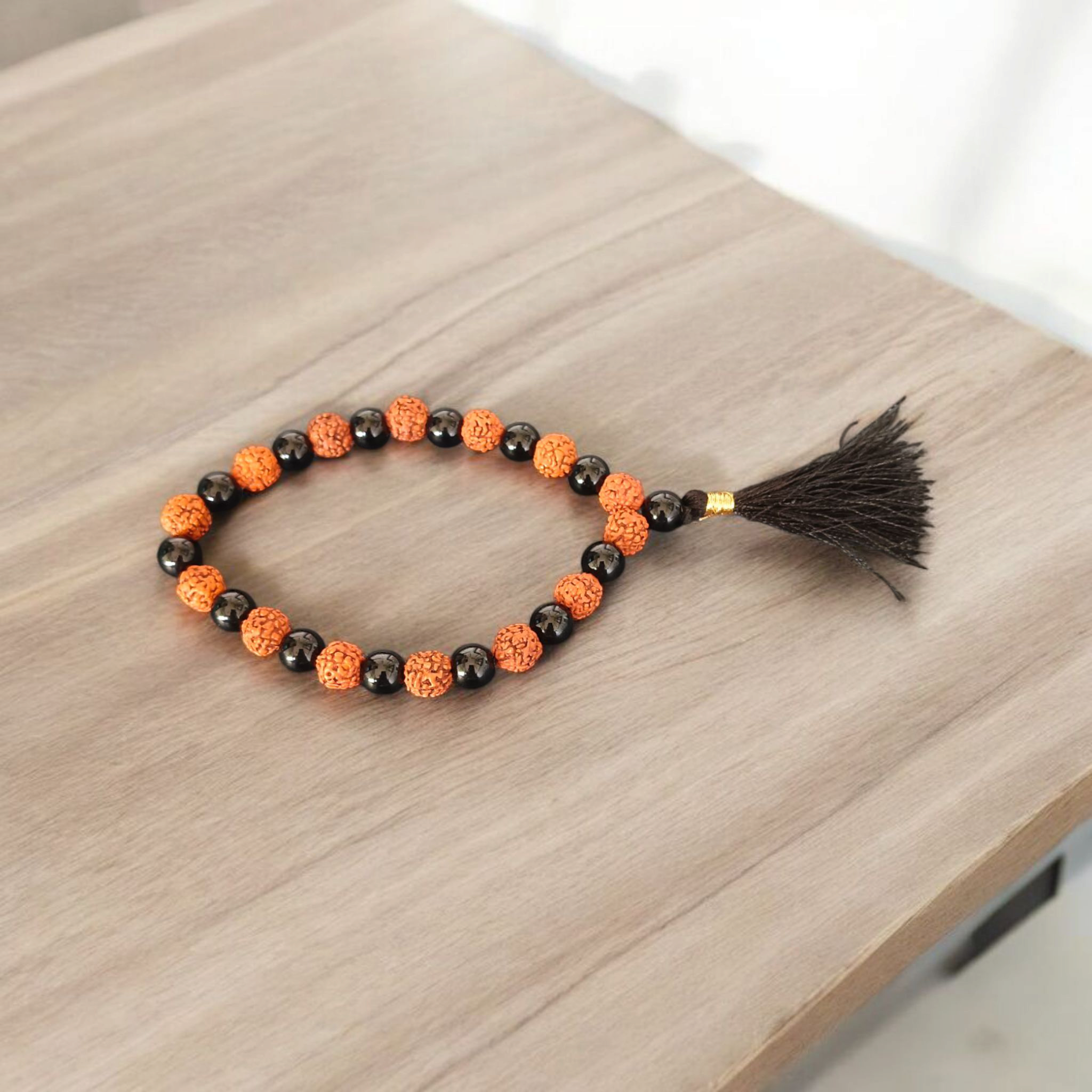 Black Agate & Rudraksha Mala - 27 + 1 Beads Jaap Mala - Lab Certified – Gurupujan