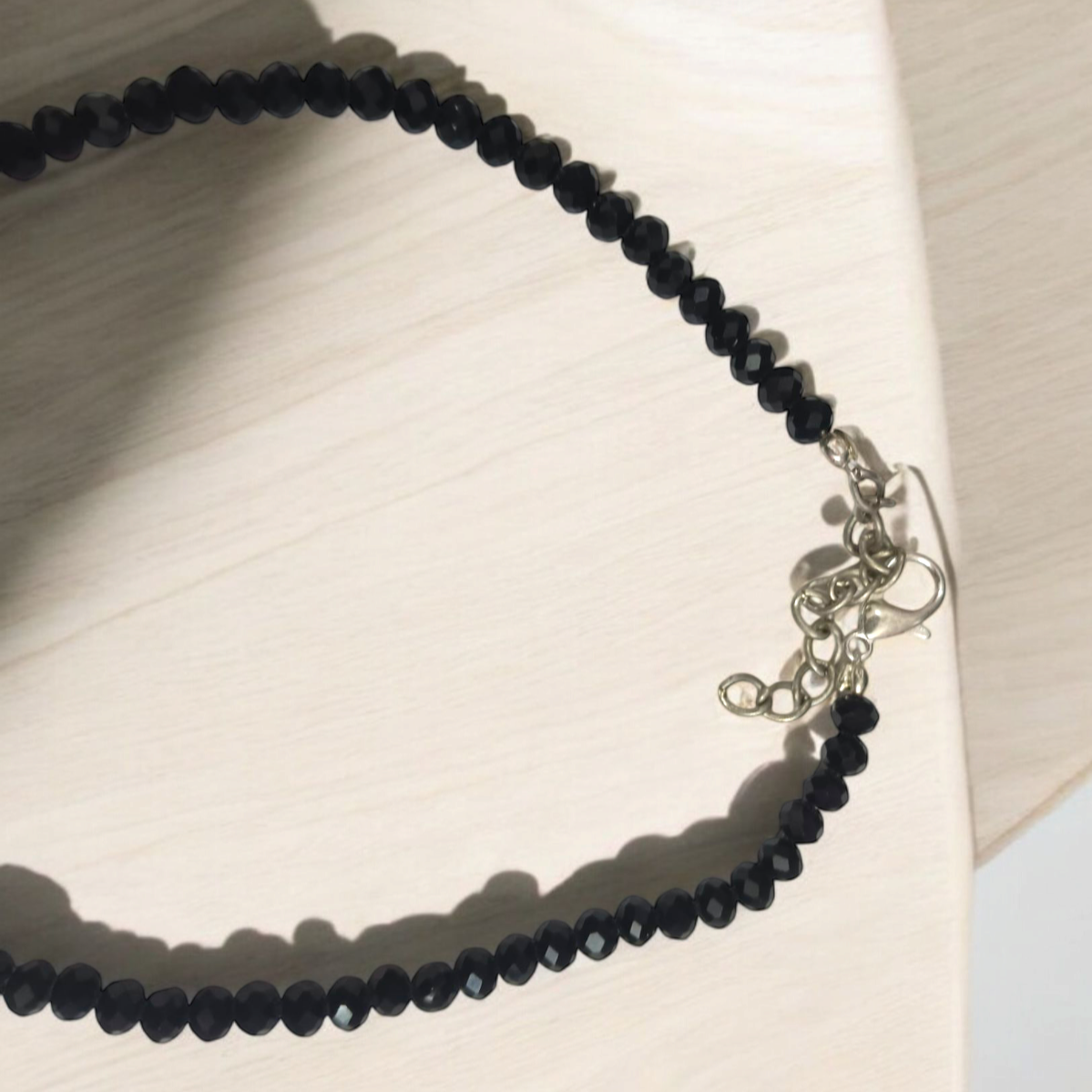 Black Crystal Beads Anklet with Evil Eye and Tortoise Symbol for Unisex