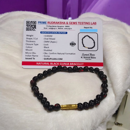 Black Gunja Bracelet | Natural Kaali Gunja Beads | Lab Certified Screw Lock