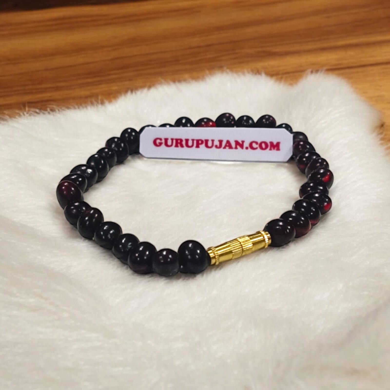 Black Gunja Bracelet made from natural black Ratti beads with a secure screw lock design, Lab Certified for authenticity.