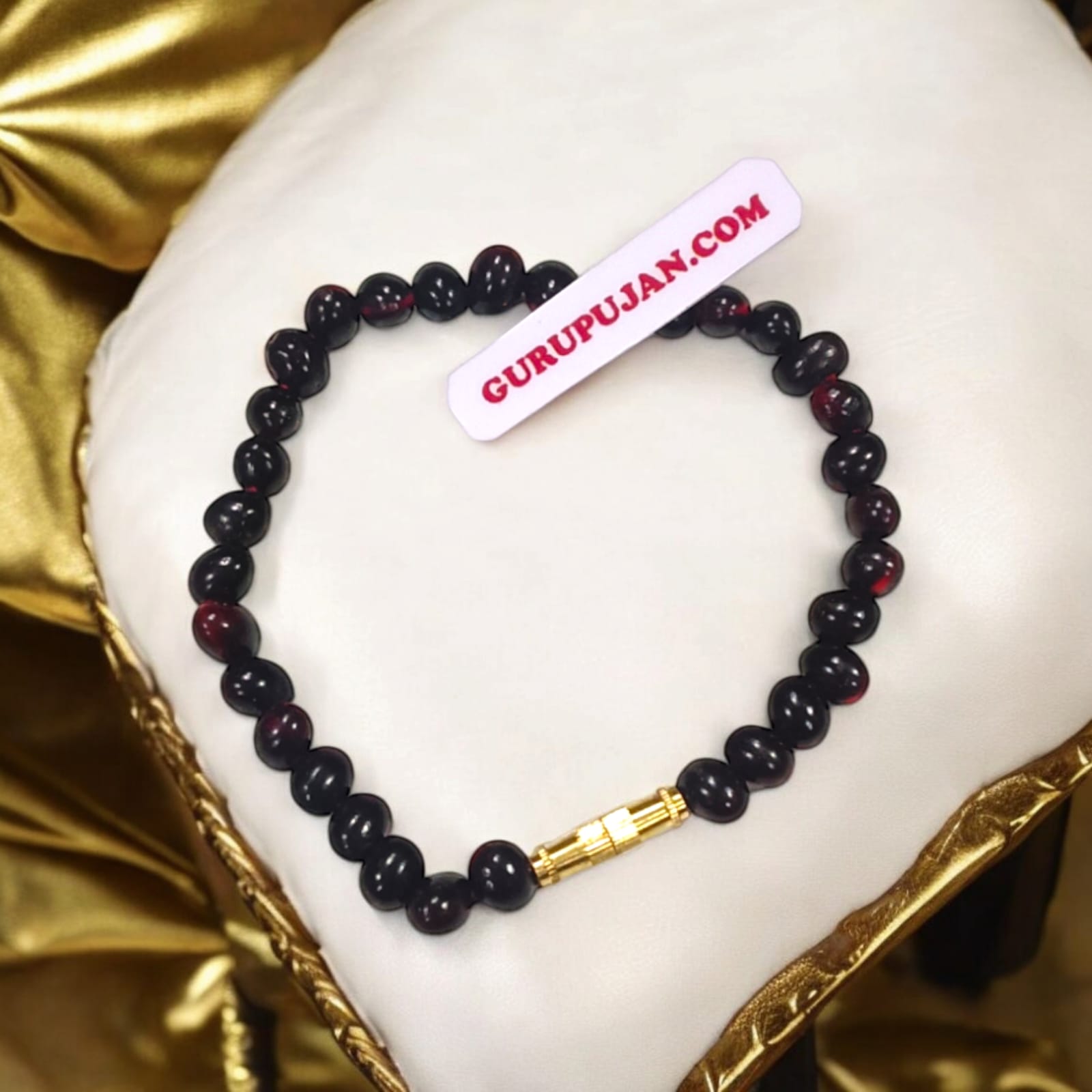 Black Gunja Bracelet made from natural black Ratti beads with a secure screw lock design, Lab Certified for authenticity.