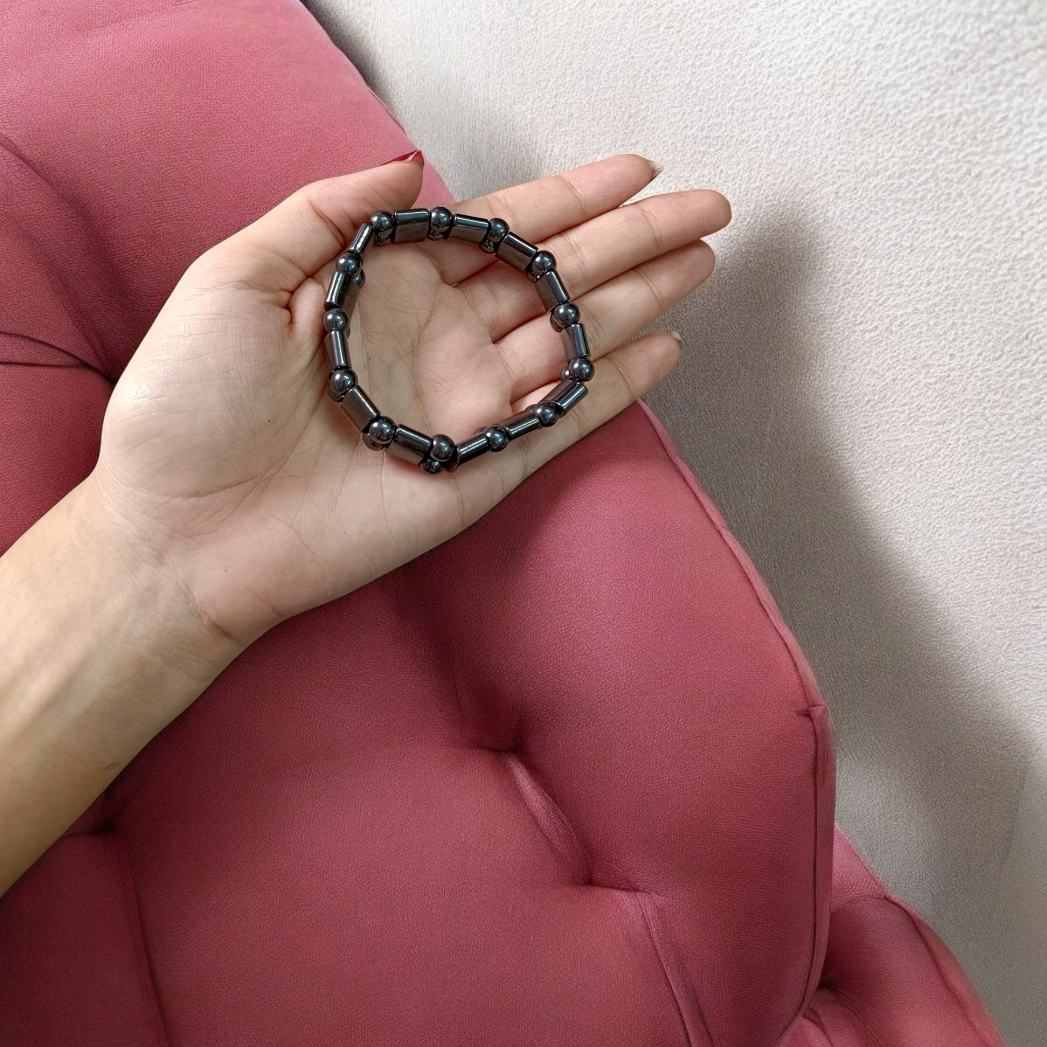 Black Magnetic Therapy Bracelet with Modern Link Design, Lab Certified for Weight Loss and BP Control
