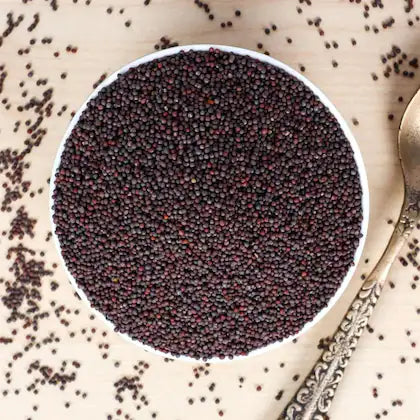 Black Mustard Seeds, used for spiritual rituals, protection, and health benefits in Hindu ceremonies.
