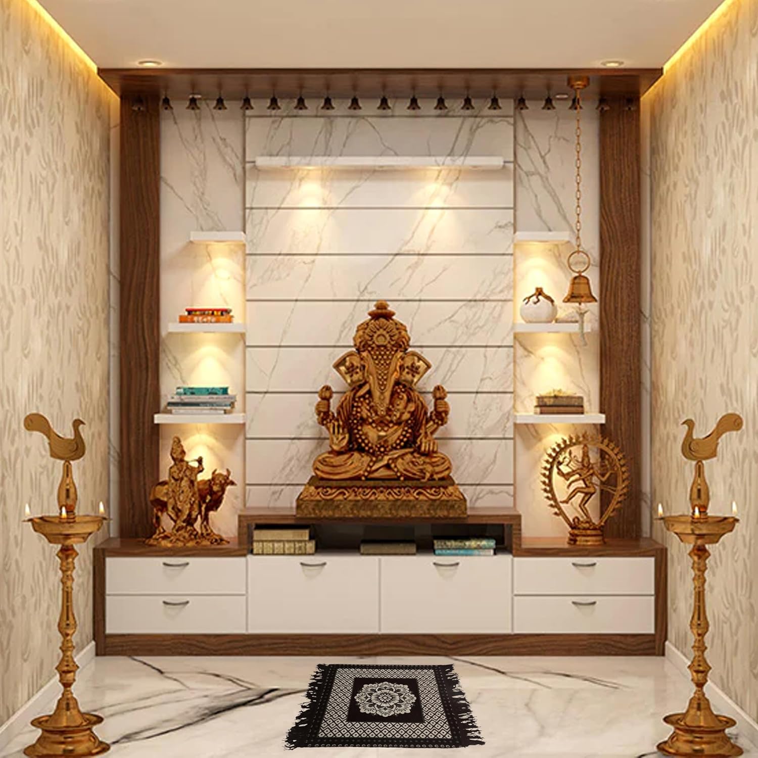 Black Pooja Asan for meditation, pooja, and spiritual practices to create a grounded and protected space.