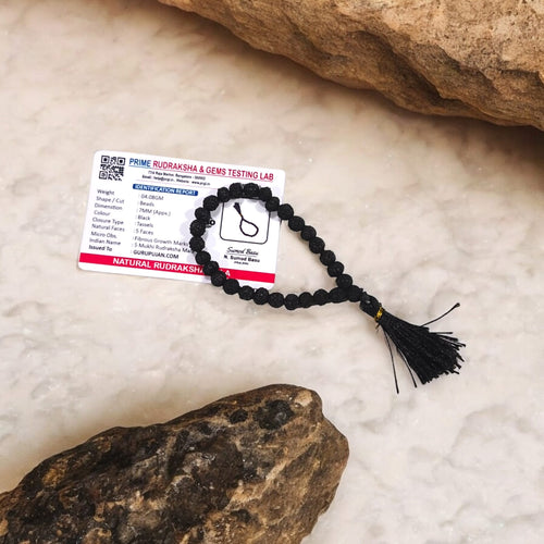 5 Mukhi Black Rudraksha Jaap Mala 27+1 Beads Lab Certified