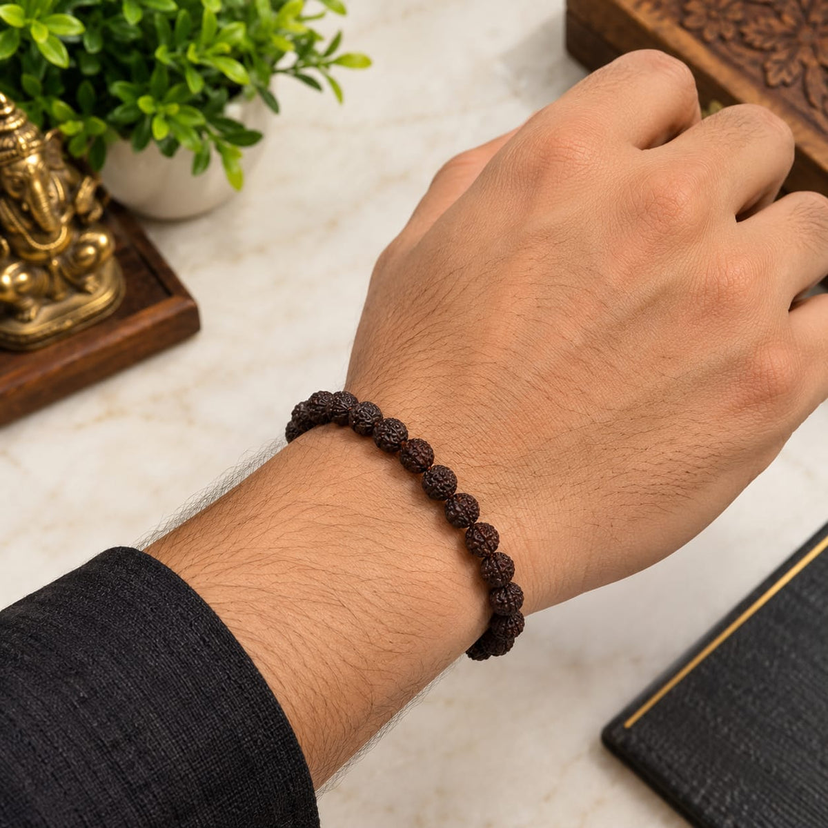 Black Rudraksha Mala and Bracelet Combo Lab Certified for Meditation Yoga