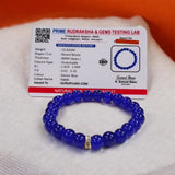 Blue Agate Bracelet with 8MM natural beads, lab certified, stretchable design, promoting calmness, communication, and emotional stability.