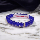 Blue Agate Bracelet with 8MM natural beads, lab certified, stretchable design, promoting calmness, communication, and emotional stability.