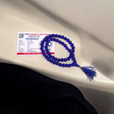 Blue Agate Mala 54+1 beads, also known as Blue Hakik Mala, with 8MM beads, lab certified, perfect for jaap, meditation, and daily wear.