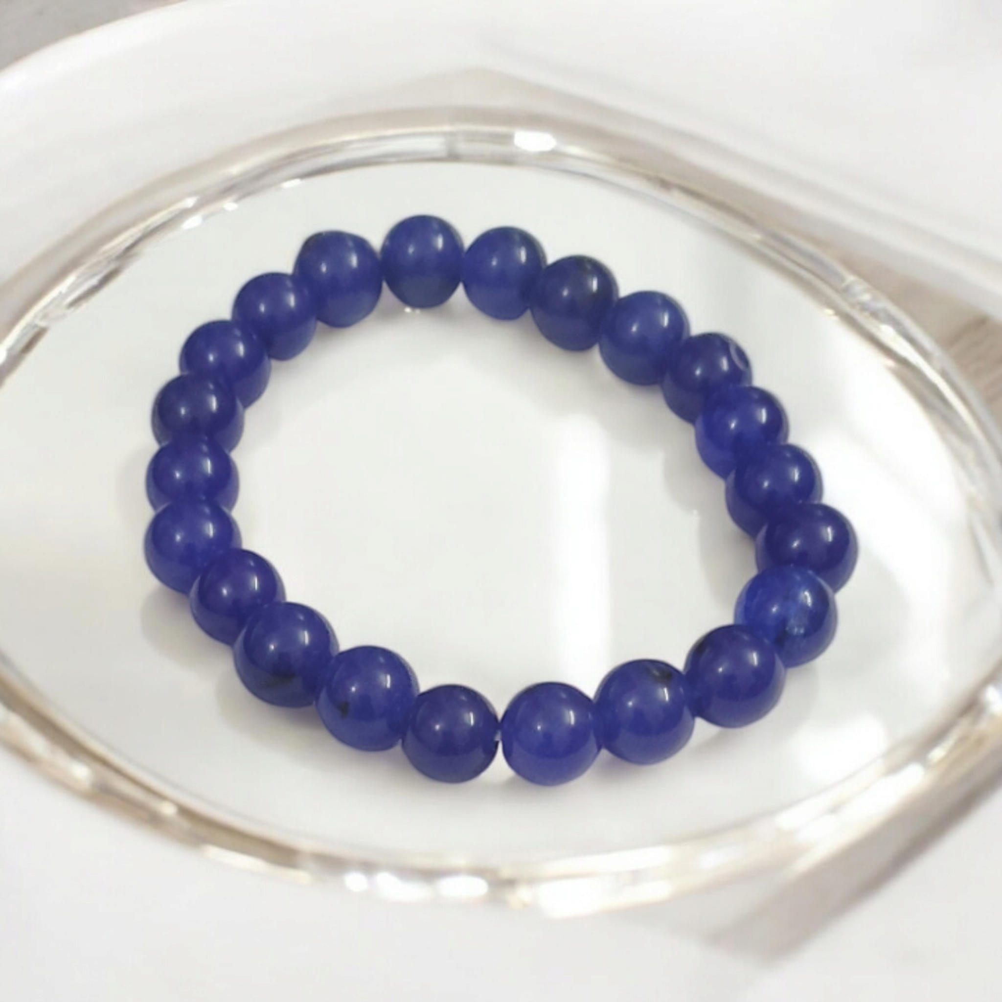 Blue Onyx Bracelet - Use For Good Luck and Happiness – 8MM – Stretchable Bracelet
