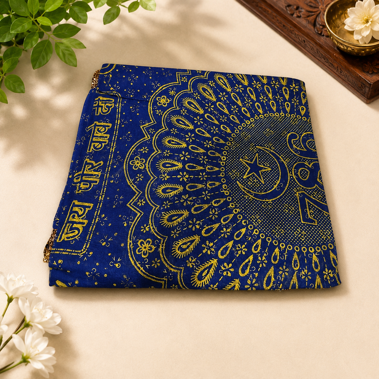 Blue Peer Baba Dargah Chadar with 786 Print Jai Peer Baba Ki Sacred Shrine Offering Cloth