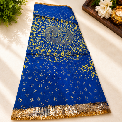 Blue Peer Baba Dargah Chadar with 786 Print Jai Peer Baba Ki Sacred Shrine Offering Cloth