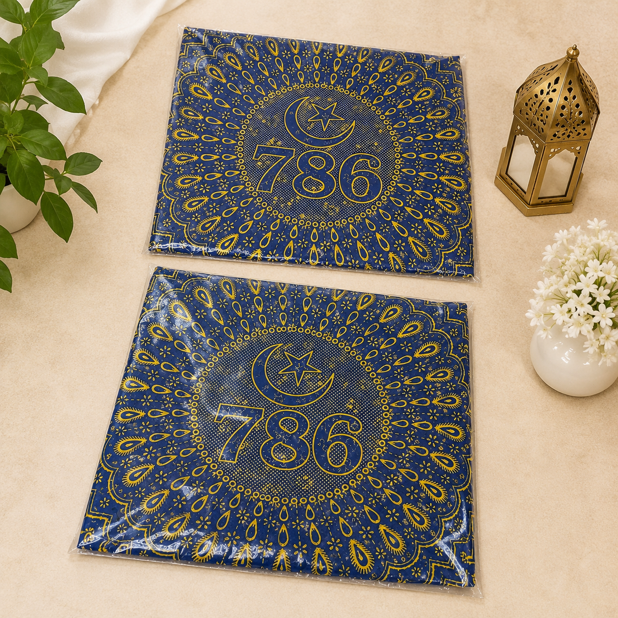 Blue Peer Baba Dargah Chadar with 786 Print Jai Peer Baba Ki Sacred Shrine Offering Cloth