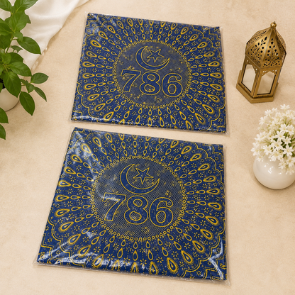 Blue Peer Baba Dargah Chadar with 786 Print Jai Peer Baba Ki Sacred Shrine Offering Cloth
