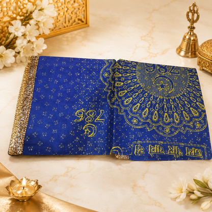 Blue Peer Baba Dargah Chadar with 786 Print Jai Peer Baba Ki Sacred Shrine Offering Cloth
