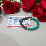 Blue Turquoise & Lava Bracelet (Firoza) with 8mm beads, stretchable and lab certified, perfect for grounding, protection, and emotional healing