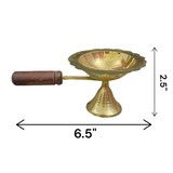  Brass Dhoop Dani with Wooden Handle for Pooja and Spiritual Worship