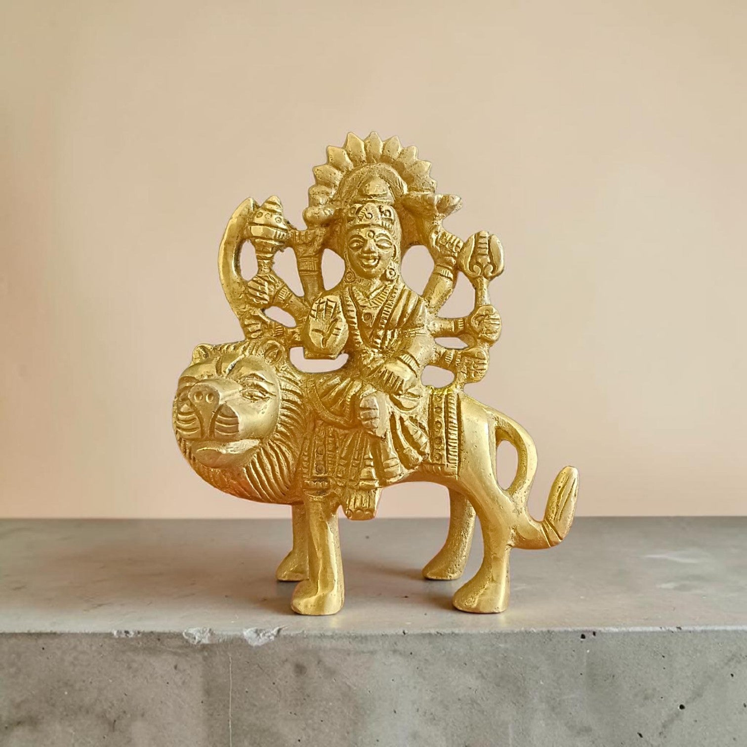 Brass Durga Mata Murti Sherawali Maa Idol for Home Temple Puja Spiritual Decor