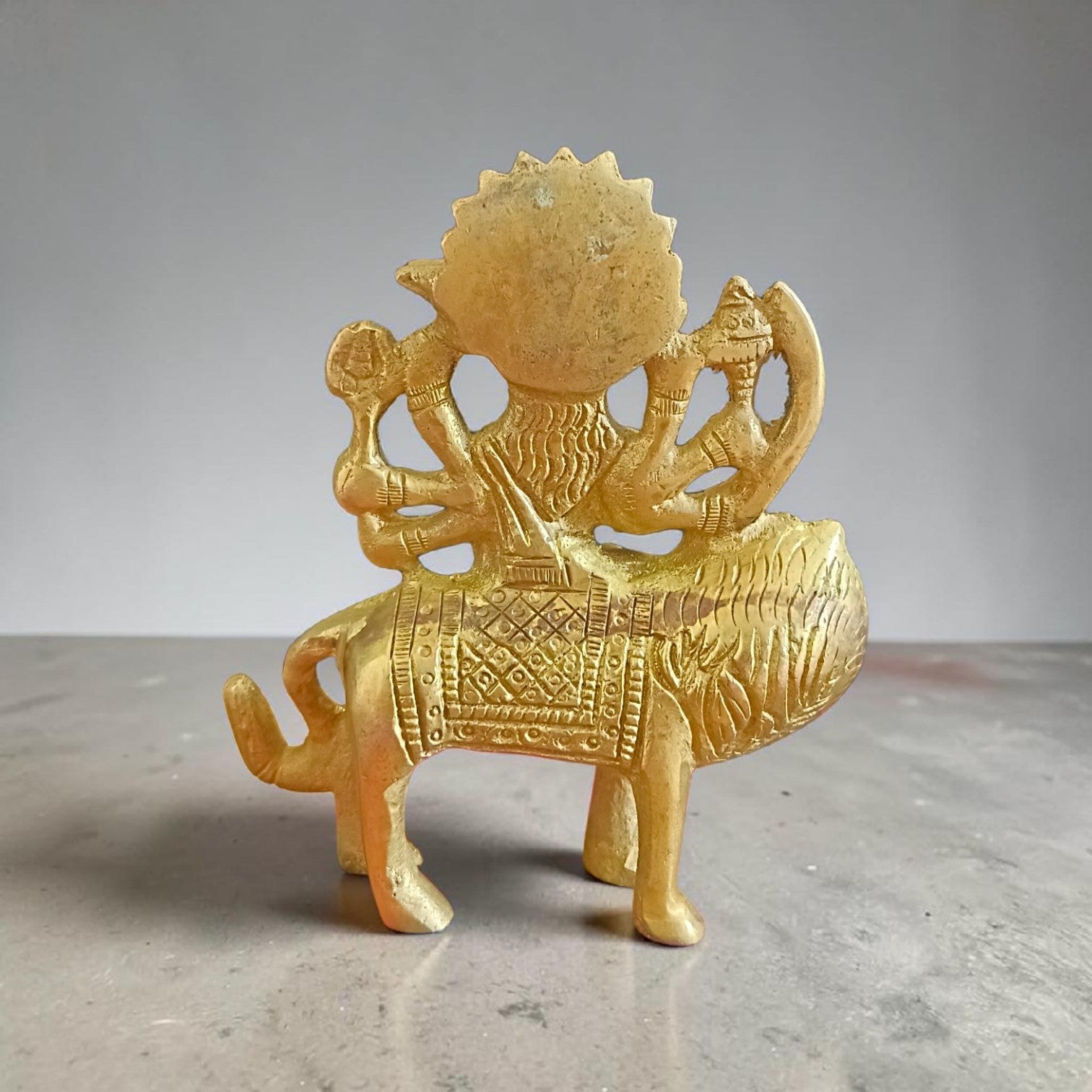 Brass Durga Mata Murti Sherawali Maa Idol for Home Temple Puja Spiritual Decor