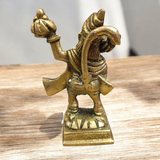 Brass Hanuman Ji Idol carrying the Sanjeevani mountain, symbolizing strength, devotion, and divine protection.
