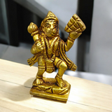 Brass Hanuman Ji Idol carrying the Sanjeevani mountain, symbolizing strength, devotion, and divine protection