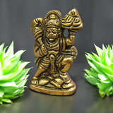 Brass Hanuman Ji Idol carrying the Sanjeevani mountain, symbolizing strength, devotion, and divine protection.