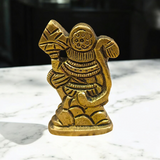 Brass Hanuman Ji Idol carrying the Sanjeevani mountain, symbolizing strength, devotion, and divine protection.