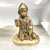 Brass Hanuman Ji Murti intricately designed, representing Lord Hanuman with his mace and strength, ideal for worship and home decor.