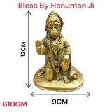 Brass Hanuman Ji Murti intricately designed, representing Lord Hanuman with his mace and strength, ideal for worship and home decor.