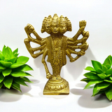 Brass Hanuman Ji Panchmukhi Murti with five faces representing Lord Hanuman’s divine power, perfect for worship and home decor.