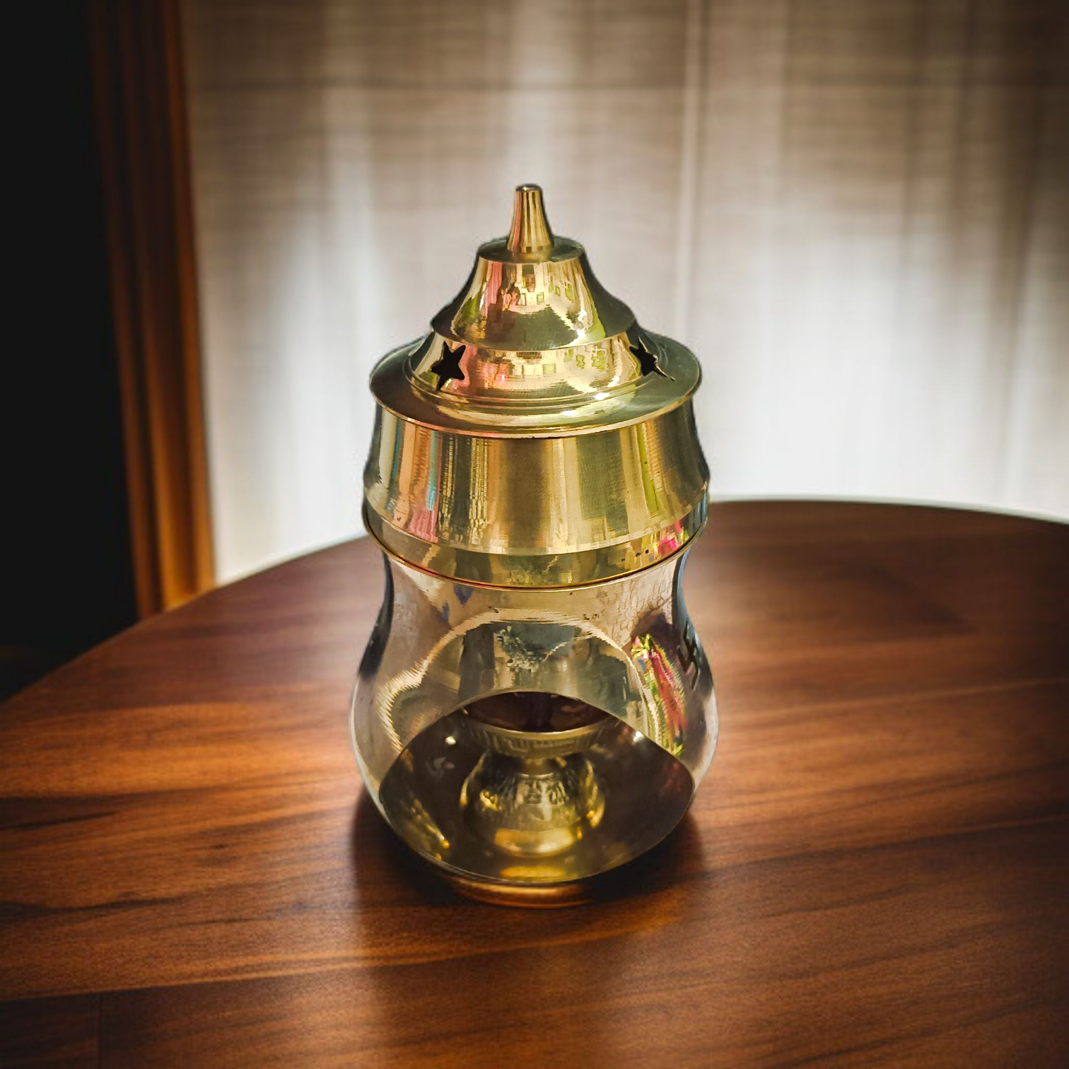 Brass Kapur Lamp for Burning Camphor – Traditional Camphor Burner with Handle for Puja and Rituals