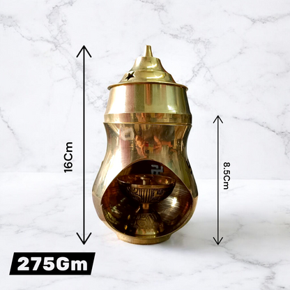 Brass Kapur Lamp for Burning Camphor – Traditional Camphor Burner with Handle for Puja and Rituals