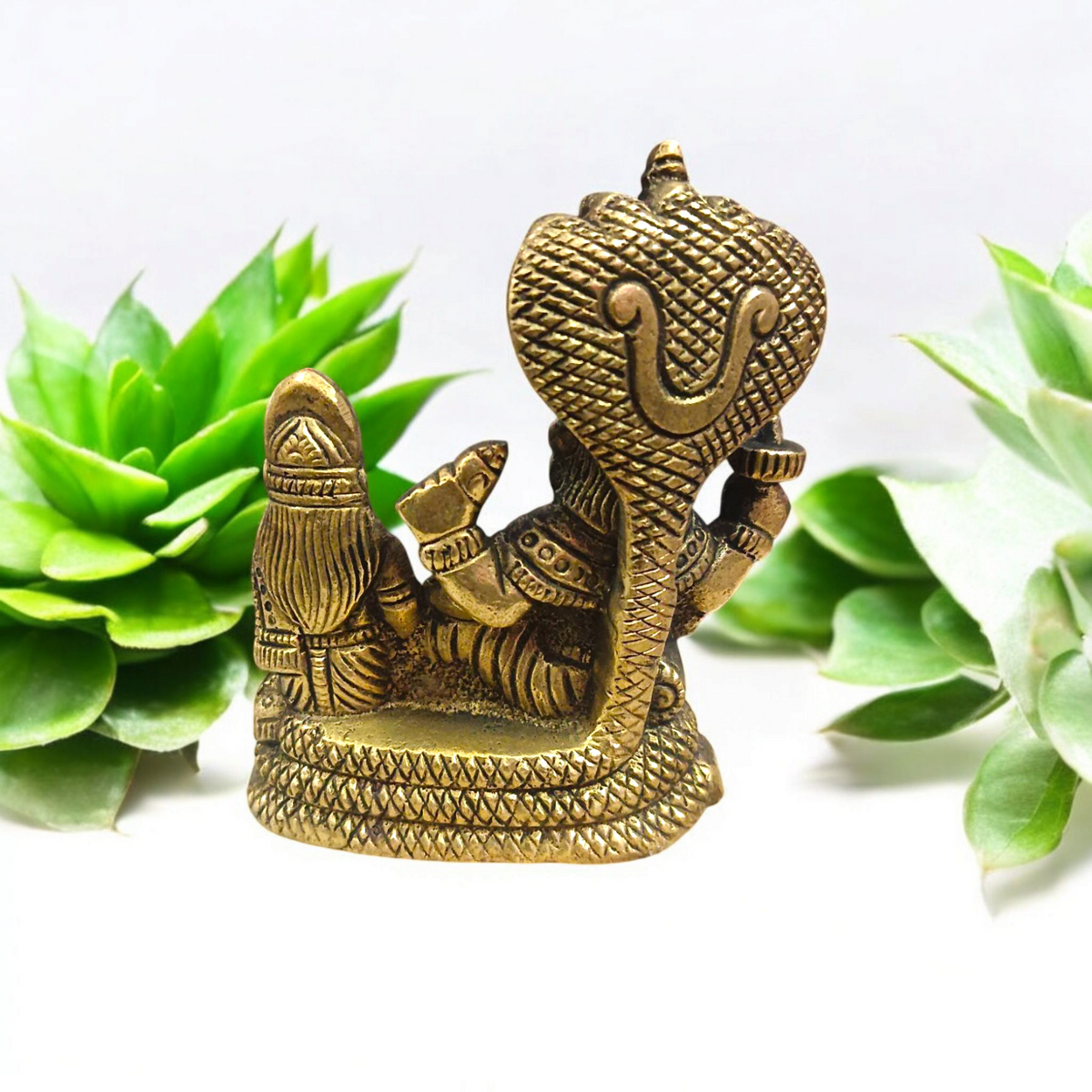 Brass Laxmi Narayan | Vishnu Ji Brass Idol, beautifully crafted, depicting Lord Vishnu and Goddess Lakshmi, designed with intricate detailing