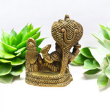 Brass Laxmi Narayan | Vishnu Ji Brass Idol, beautifully crafted, depicting Lord Vishnu and Goddess Lakshmi, designed with intricate detailing