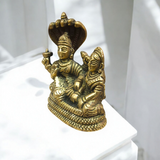 Brass Laxmi Narayan | Vishnu Ji Brass Idol, beautifully crafted, depicting Lord Vishnu and Goddess Lakshmi, designed with intricate detailing