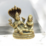 Brass Laxmi Narayan | Vishnu Ji Brass Idol, beautifully crafted, depicting Lord Vishnu and Goddess Lakshmi, designed with intricate detailing