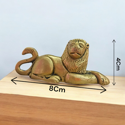 Brass Lion Idol Combo Set – Mirror Sitting Position – Ideal for Office Desk, Home Entrance, or Temple Use