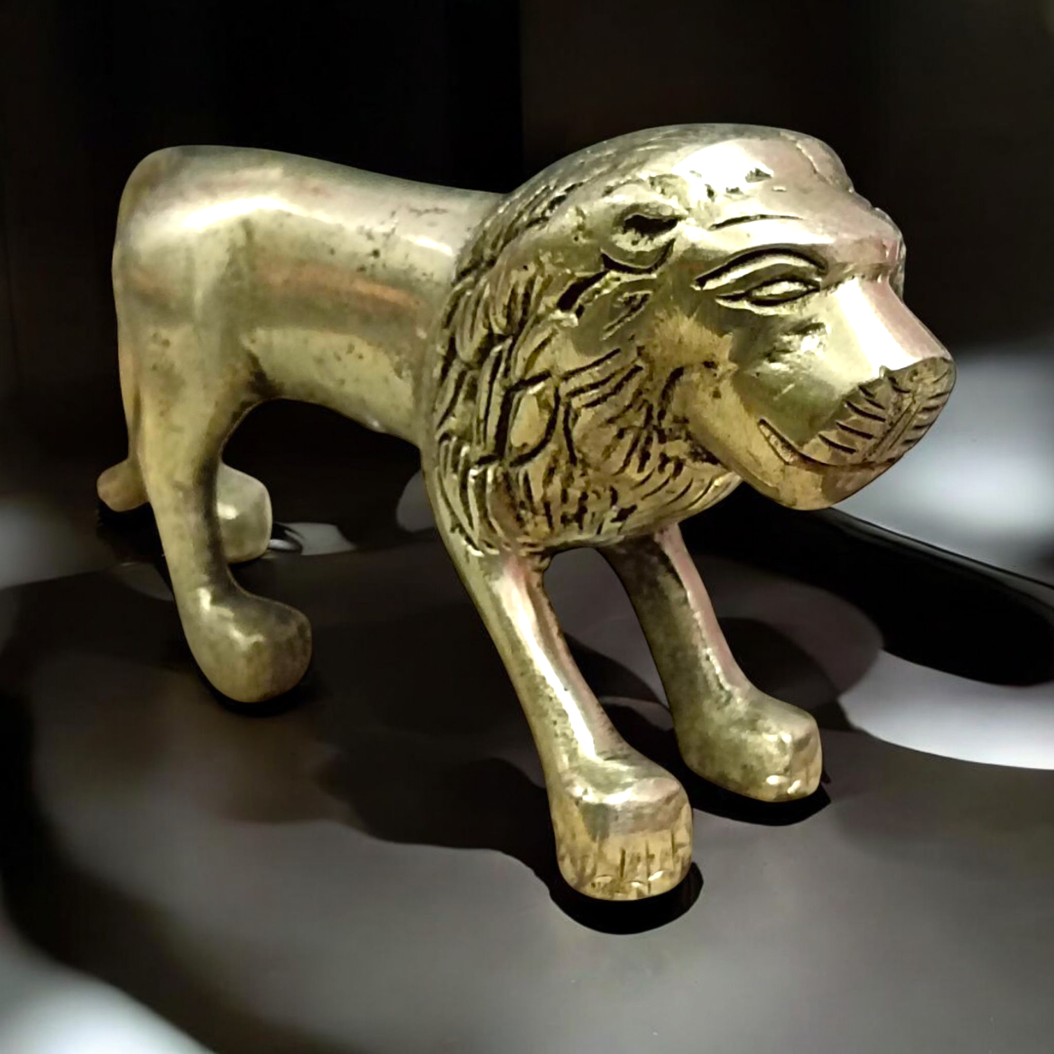 Brass Lion Statue for Office Decor and Vastu