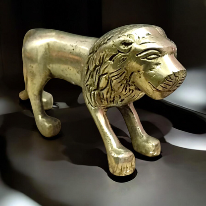 Brass Lion Statue for Office Decor and Vastu