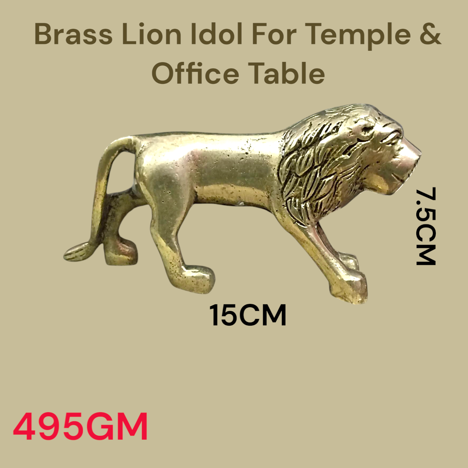 Brass Lion Statue for Office Decor and Vastu